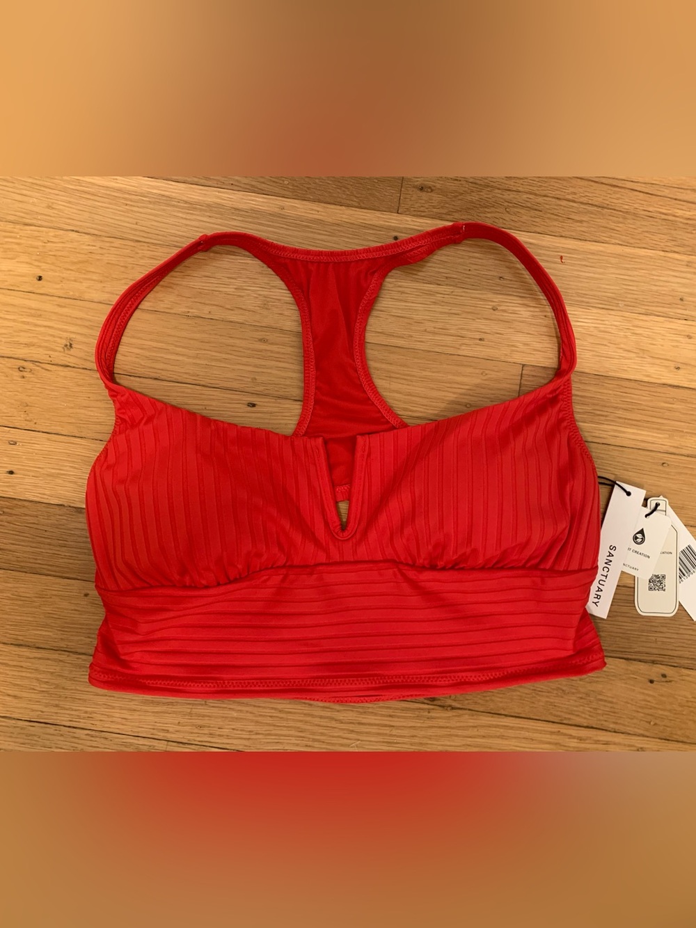NWT SANCTUARY Mars Red Racer Back Bikini Top Size M